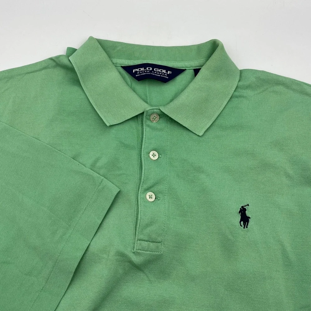 Polo Golf Ralph Lauren Mens Pima Cotton Polo Shirt Green DGC 1898 Large